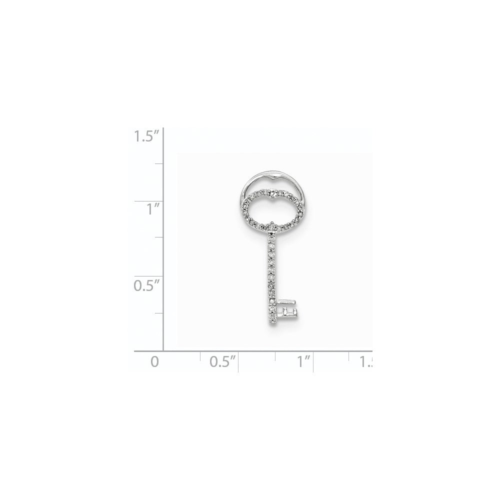 14k White Gold Real Diamond Key Chain Slide
