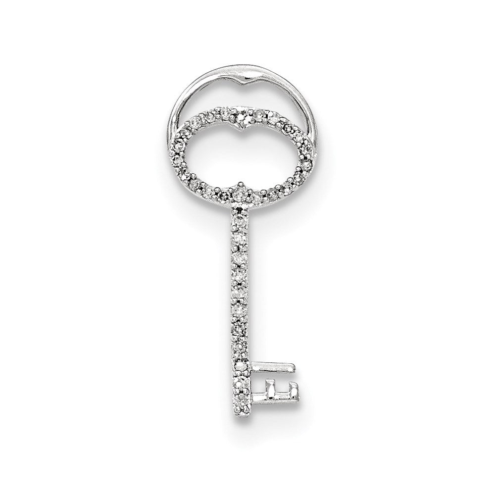 14k White Gold Real Diamond Key Chain Slide