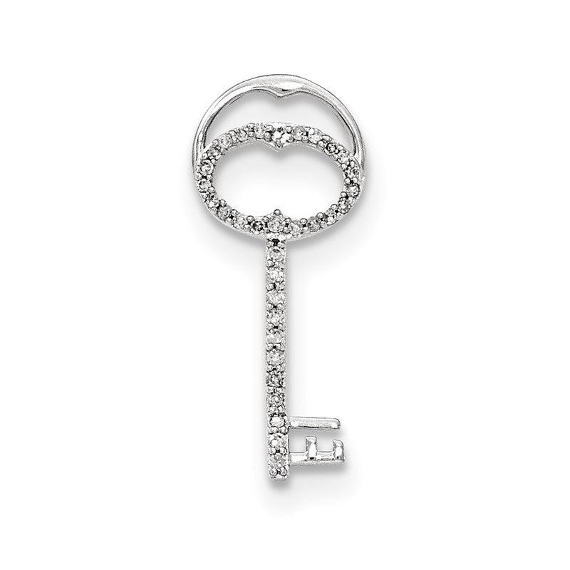 14k White Gold Real Diamond Key Chain Slide
