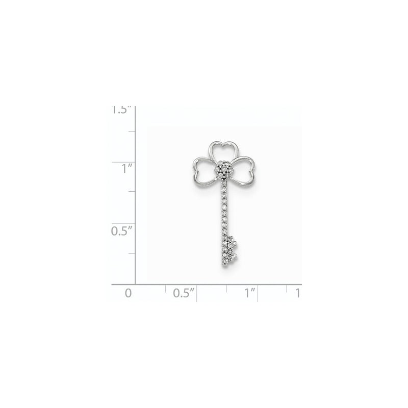 14k White Gold Real Diamond Clover Key Chain Slide