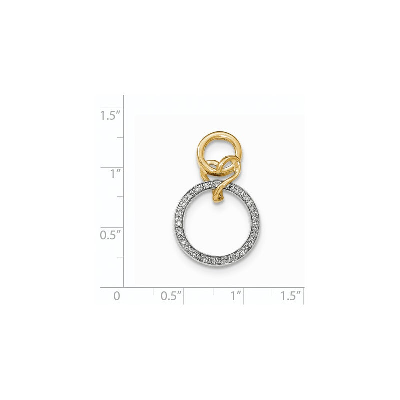 14k Two-Tone Gold Real Diamond Round Dangle inside Round Chain Slide