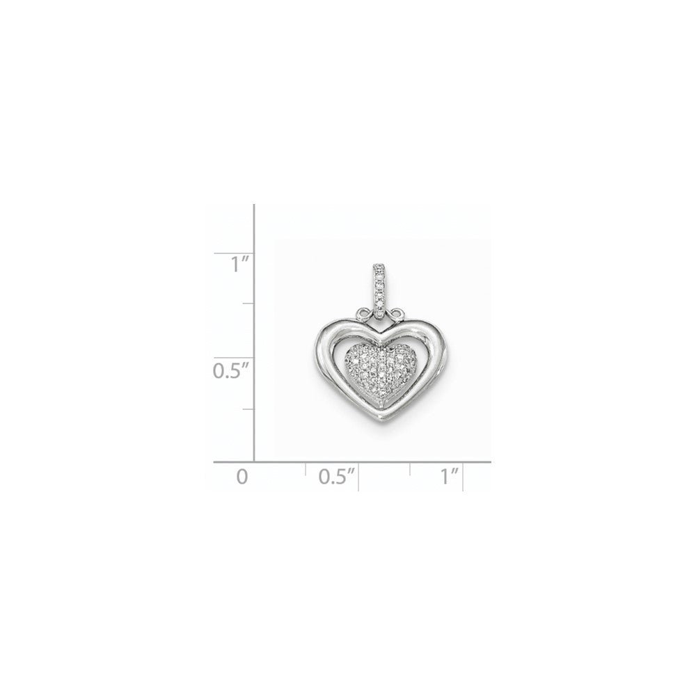 14K White Gold Polished PavÃ¢â‚¬Å¡ Real Diamond Heart Pendant