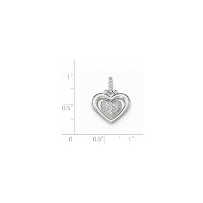 14K White Gold Polished PavÃ¢â‚¬Å¡ Real Diamond Heart Pendant