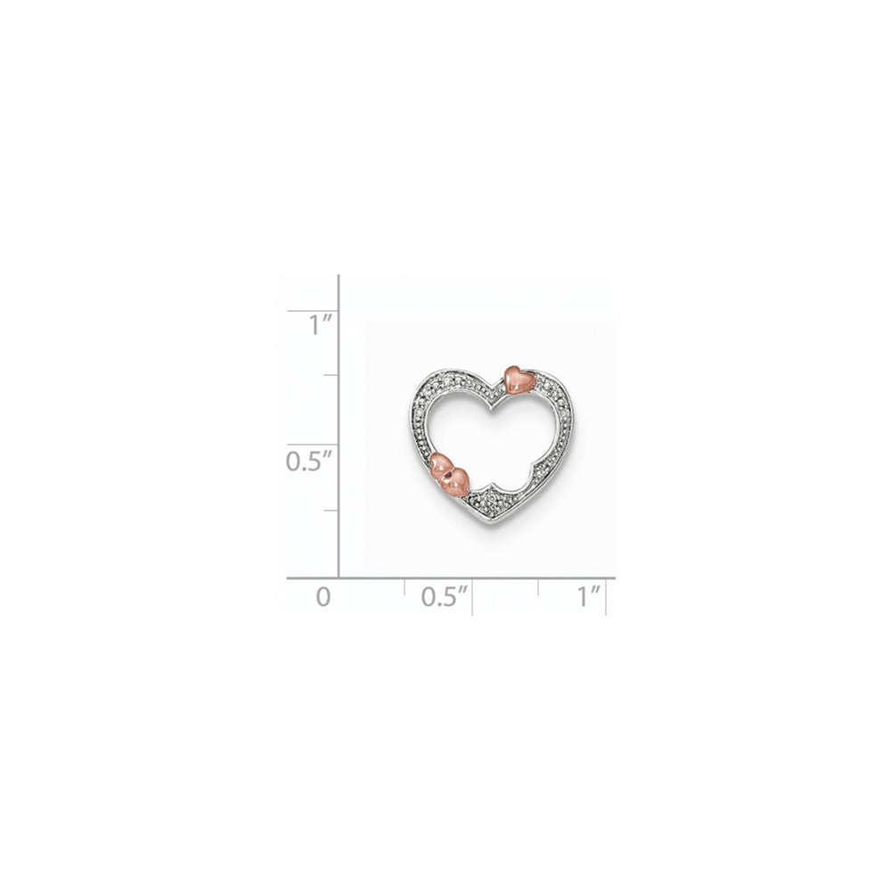 14k Two-Tone Gold Real Diamond Hearts Chain Slide