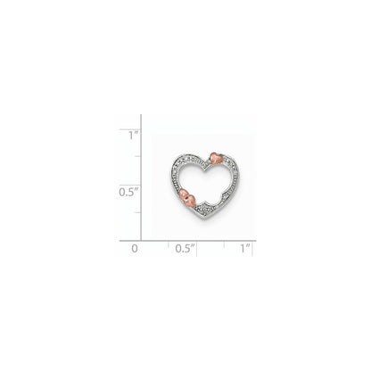 14k Two-Tone Gold Real Diamond Hearts Chain Slide