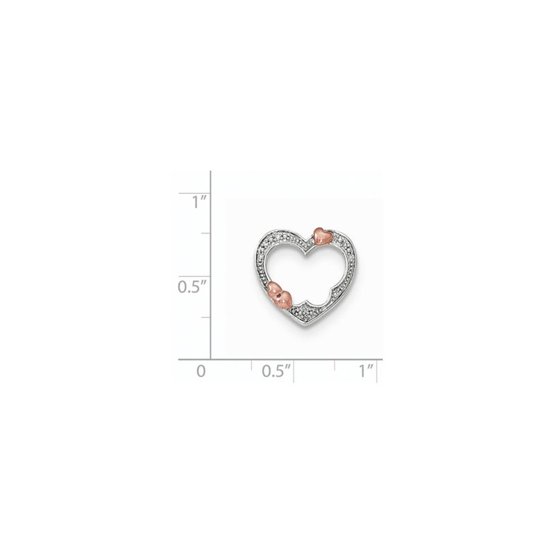 14k Two-Tone Gold Real Diamond Hearts Chain Slide