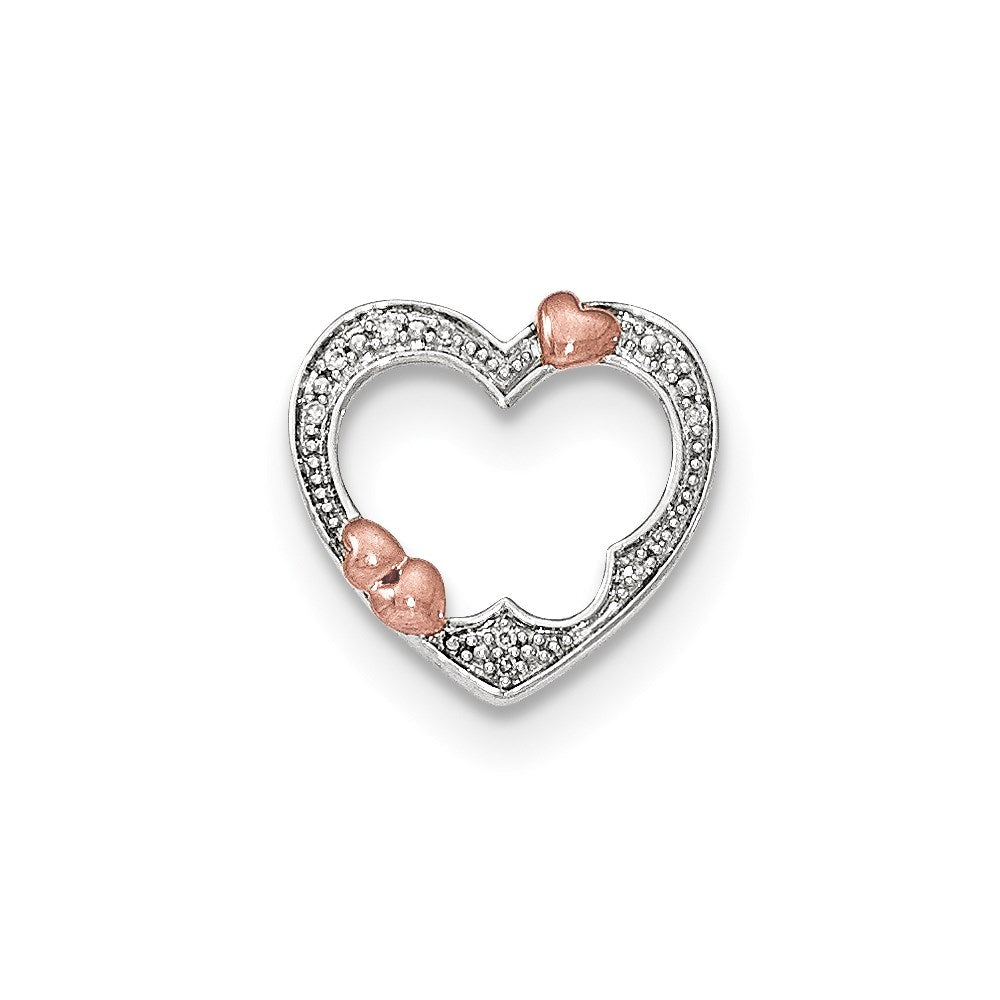 14k Two-Tone Gold Real Diamond Hearts Chain Slide