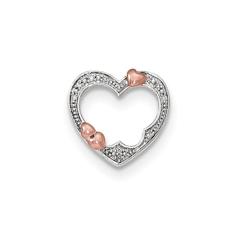 14k Two-Tone Gold Real Diamond Hearts Chain Slide