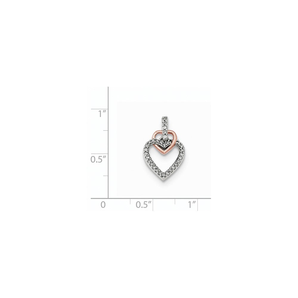 14K Rose Gold Real Diamond Heart Pendant