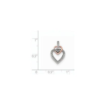 14K Rose Gold Real Diamond Heart Pendant