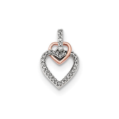 14K Rose Gold Real Diamond Heart Pendant
