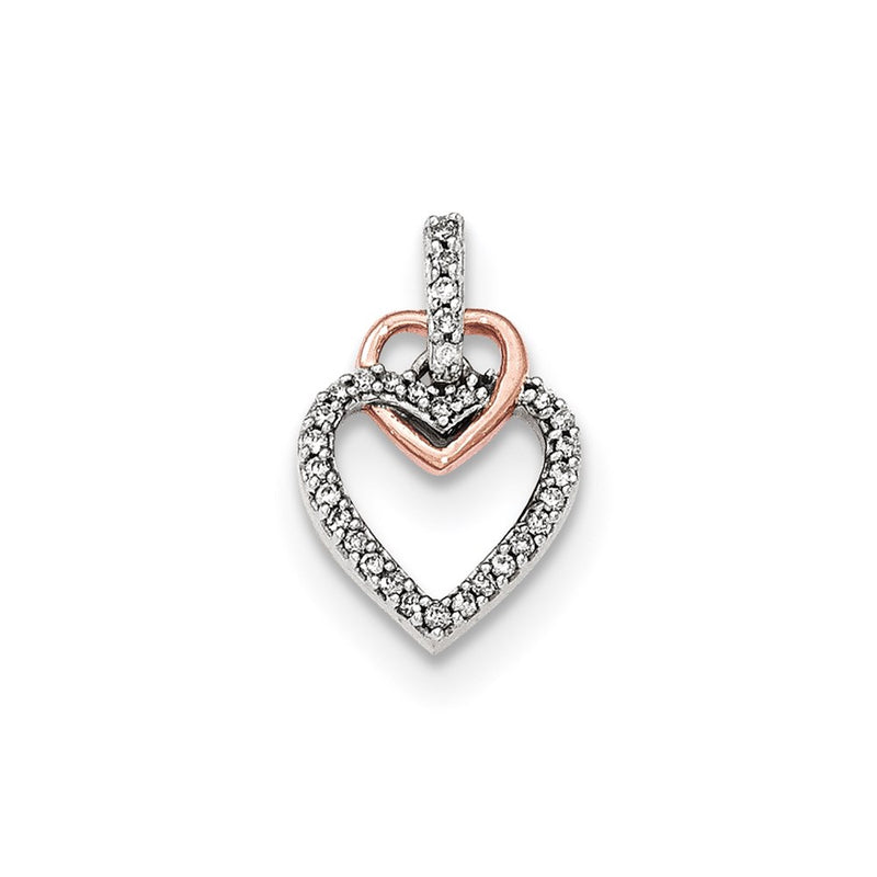 14K Rose Gold Real Diamond Heart Pendant