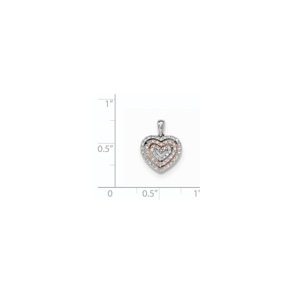 14k Two-Tone Gold Polished Real Diamond Heart Pendant