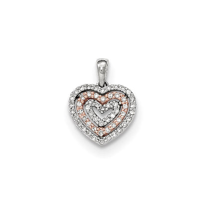 14k Two-Tone Gold Polished Real Diamond Heart Pendant