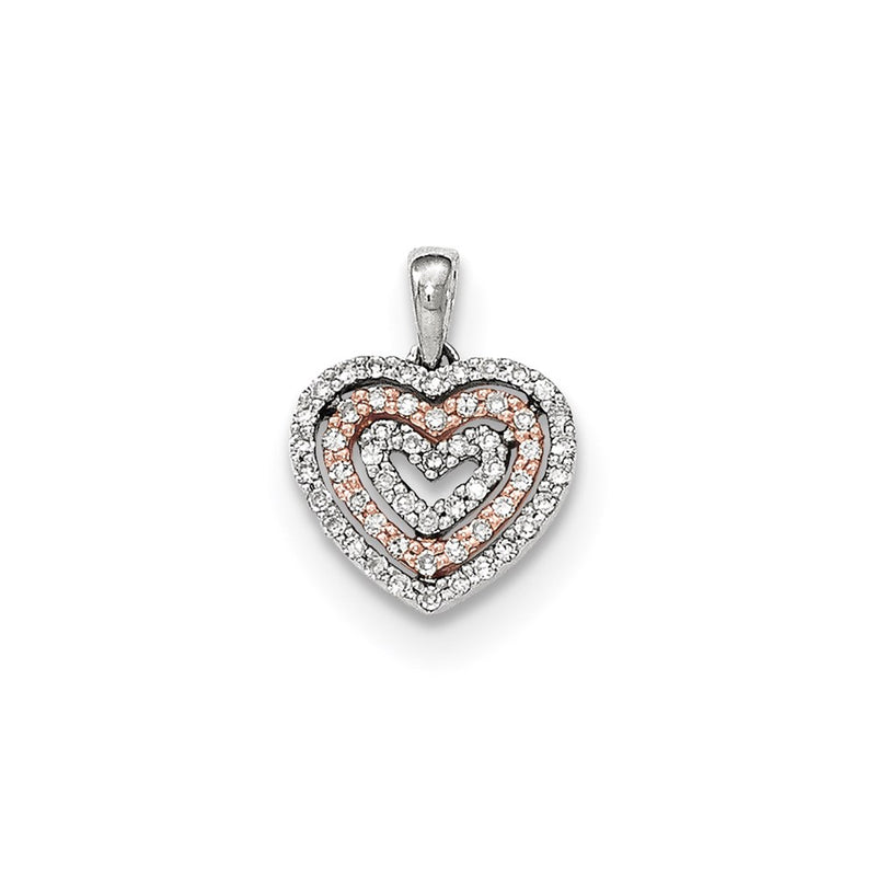 14k Two-Tone Gold Polished Real Diamond Heart Pendant
