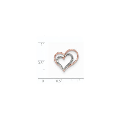 14K Rose Gold Real Diamond Open Heart Slide Pendant