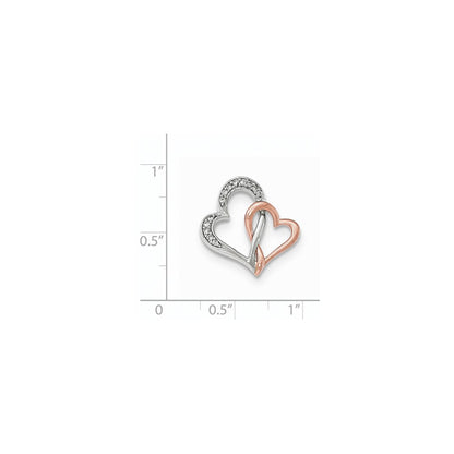 14k Two-Tone Gold Heart Real Diamond Chain Slide