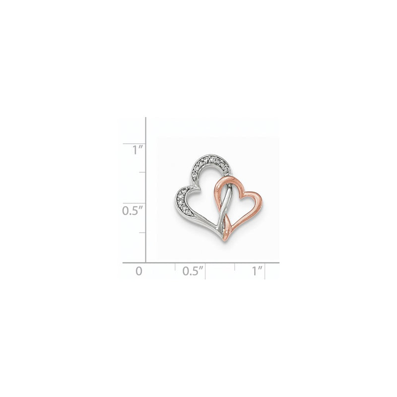 14k Two-Tone Gold Heart Real Diamond Chain Slide