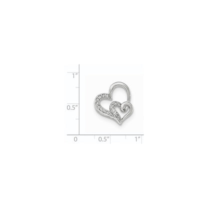 14k White Gold Real Diamond Heart Chain Slide