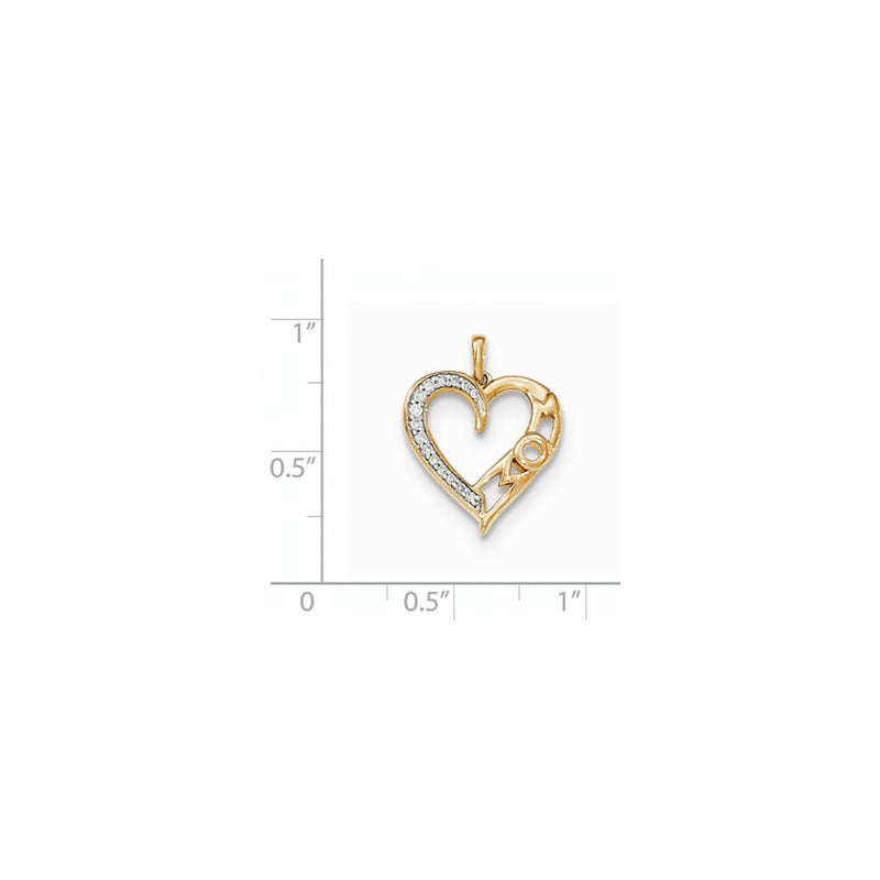 14k Yellow Gold Real Diamond Heart Pendant