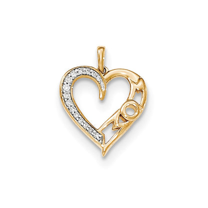14k Yellow Gold Real Diamond Heart Pendant
