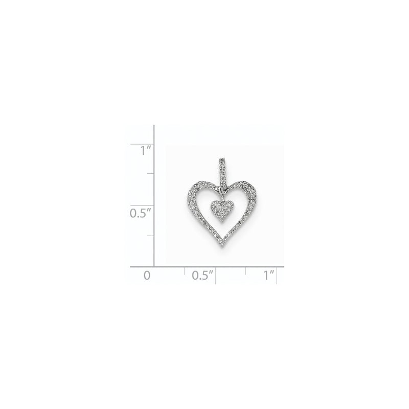 14K White Gold Polished Real Diamond Heart Pendant