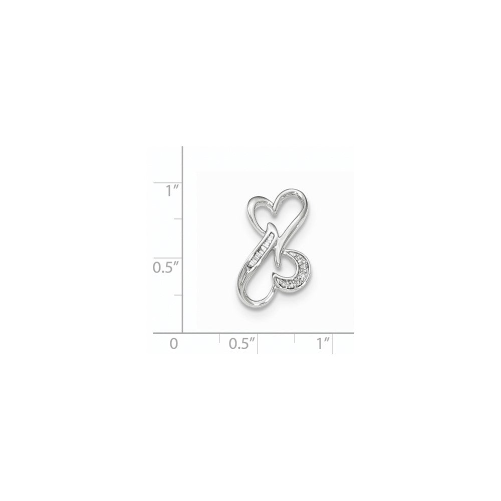 14k White Gold Double Heart Slide Pendant