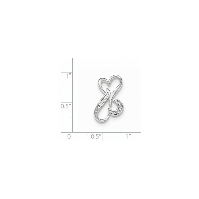 14k White Gold Double Heart Slide Pendant