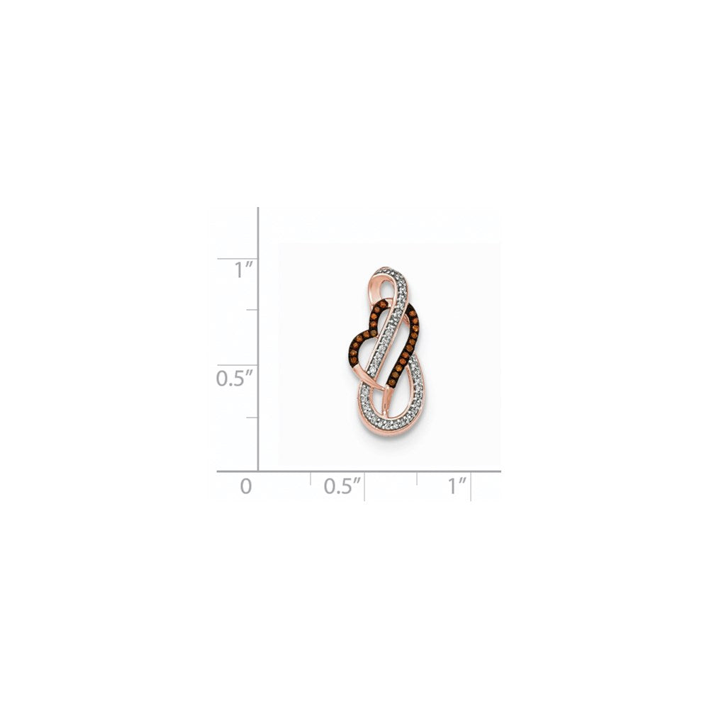 14K Rose Gold Coffee and White Diamond Infinity Heart Slide Pendant