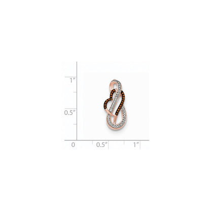 14K Rose Gold Coffee and White Diamond Infinity Heart Slide Pendant