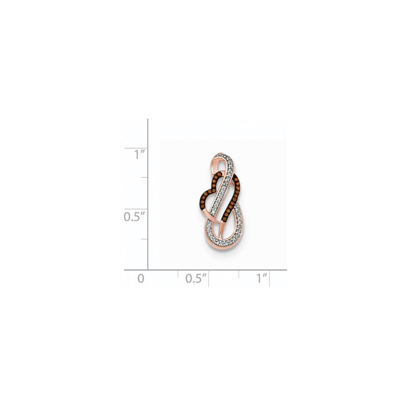 14K Rose Gold Coffee and White Diamond Infinity Heart Slide Pendant