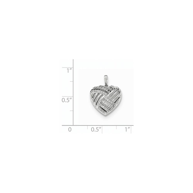 14K White Gold Polished Real Diamond Heart Domed Pendant