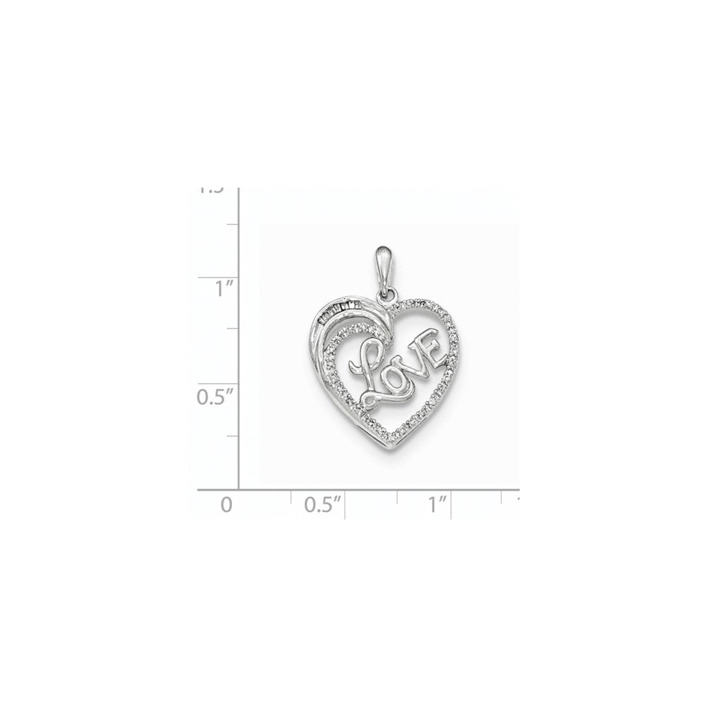 14k White Gold Diamond Heart W/ LOVE Pendant