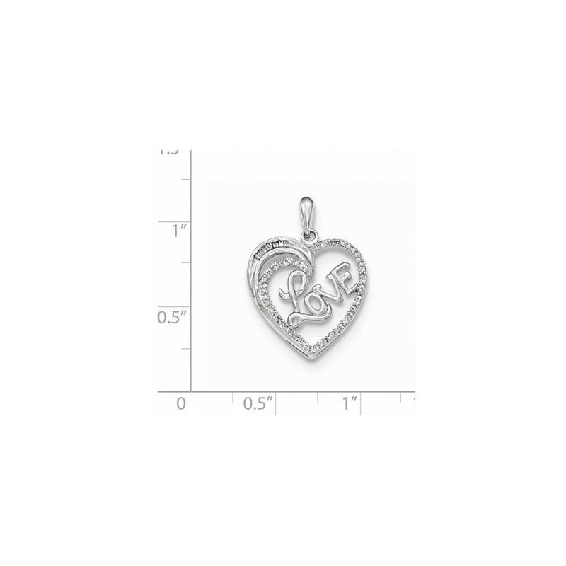 14k White Gold Diamond Heart W/ LOVE Pendant