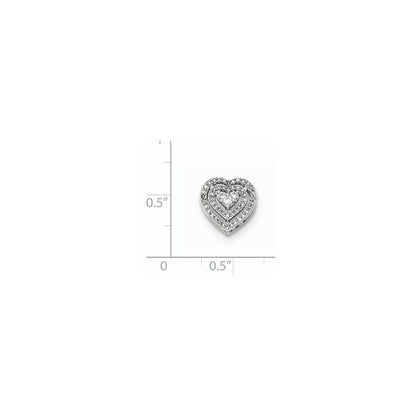 14K White Gold Polished Real Diamond Heart Chain Slide Pendant