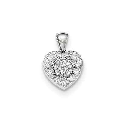 14k White Gold Real Diamond Heart Pendant