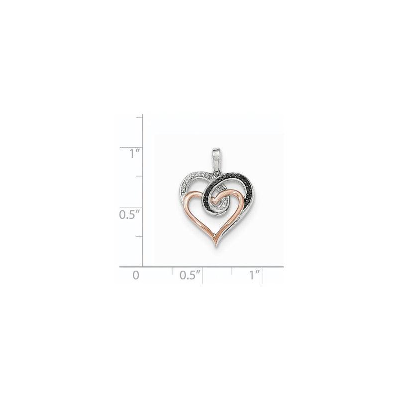 14k White & Rose Gold Polished Real Diamond/Black Real Diamond Pendant