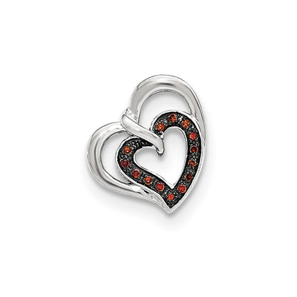 14k White Gold Blue & Red Diamond Reversible Heart Slide
