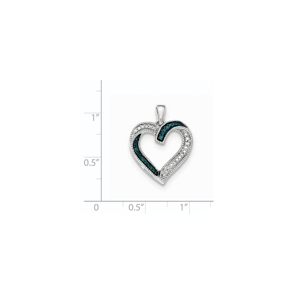 14k White Gold Blue & White Diamond Heart Pendant