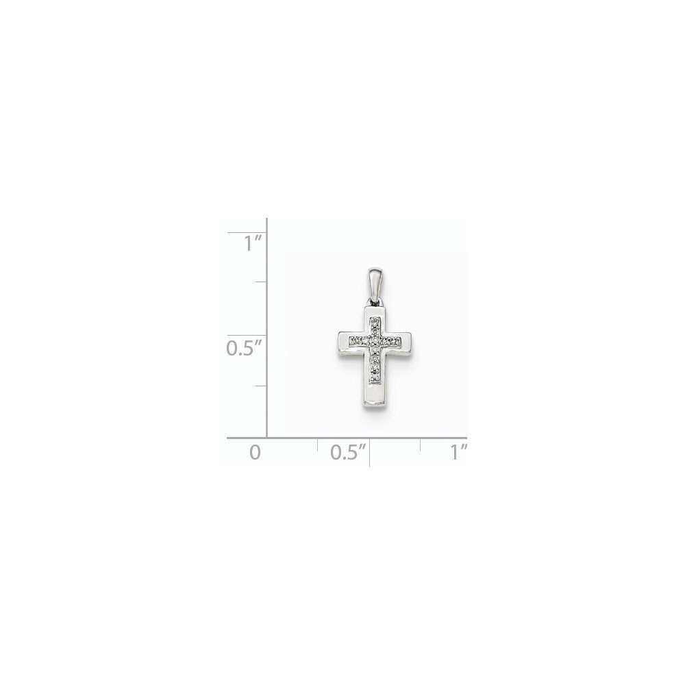 14k White Gold Real Diamond Cross Pendant