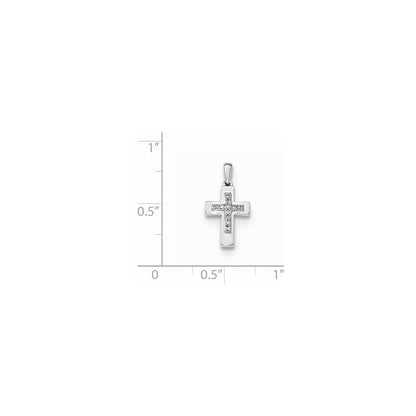 14k White Gold Real Diamond Cross Pendant