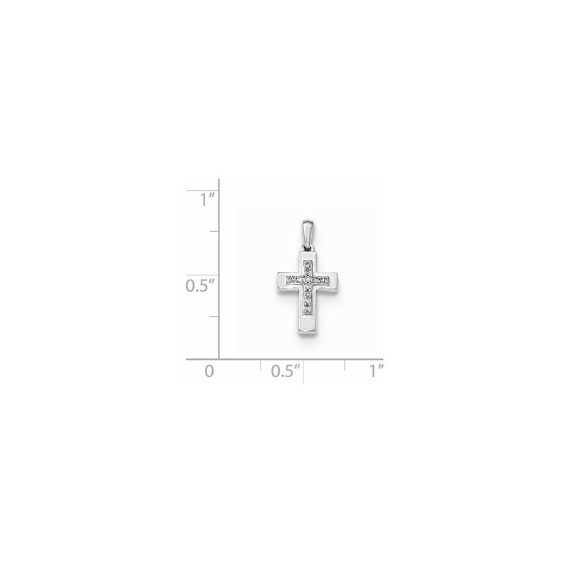 14k White Gold Real Diamond Cross Pendant