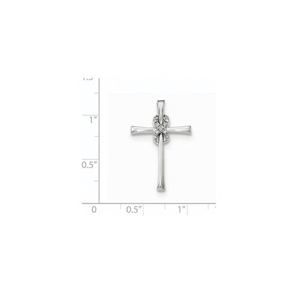 14k White Gold Real Diamond Infinity Cross Chain Slide Pendant