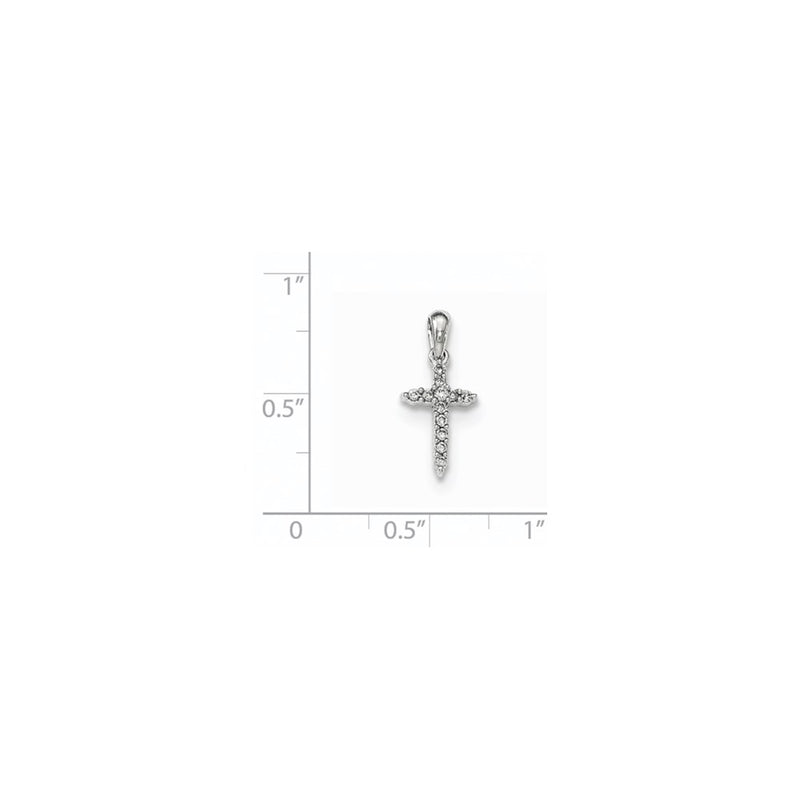 14K White Gold Polished Real Diamond Cross Pendant
