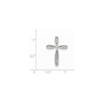 14k White Gold Real Diamond Twisted Cross Chain Slide
