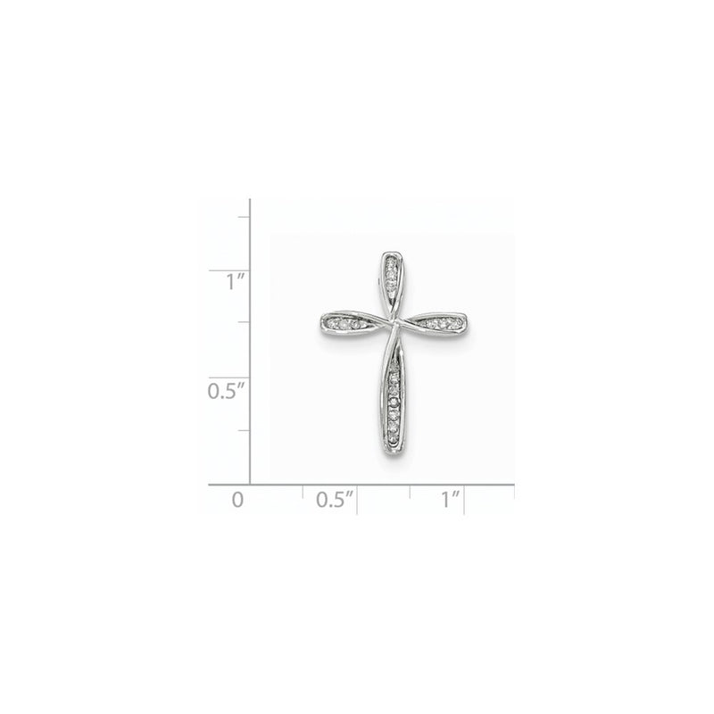 14k White Gold Real Diamond Twisted Cross Chain Slide