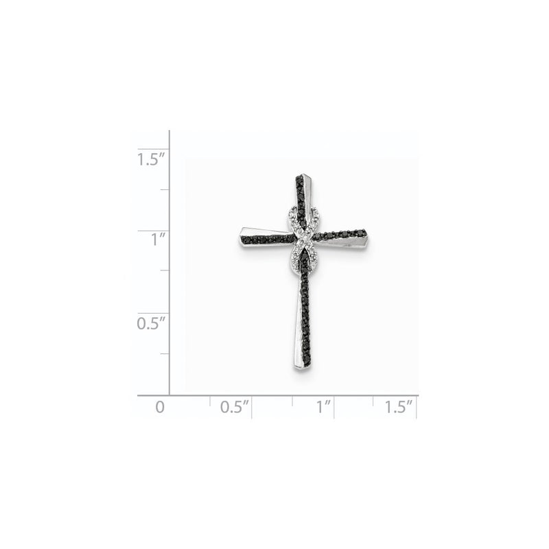 14k White Gold Black and White Real Diamond Infinity Cross Chain Slide