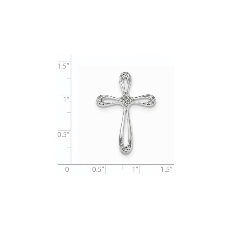 14k White Gold Diamond Open Cross Chain Slide