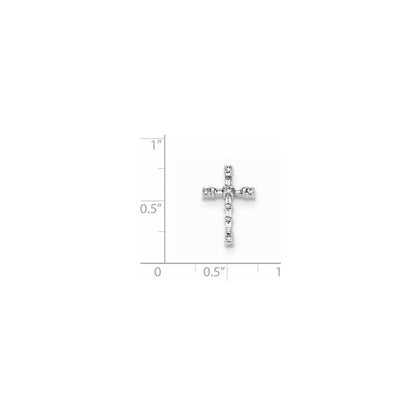 14k White Gold Polished Real Diamond Small Cross Chain Slide Pendant