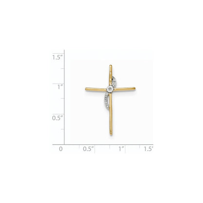 14K Yellow Gold Real Diamond Cross Chain Slide